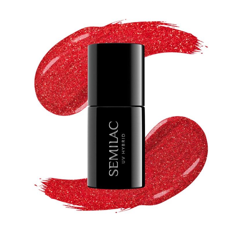Vernis Semilac nº346 Semilac Chic Red Glitter | MaterielEsthetique.fr