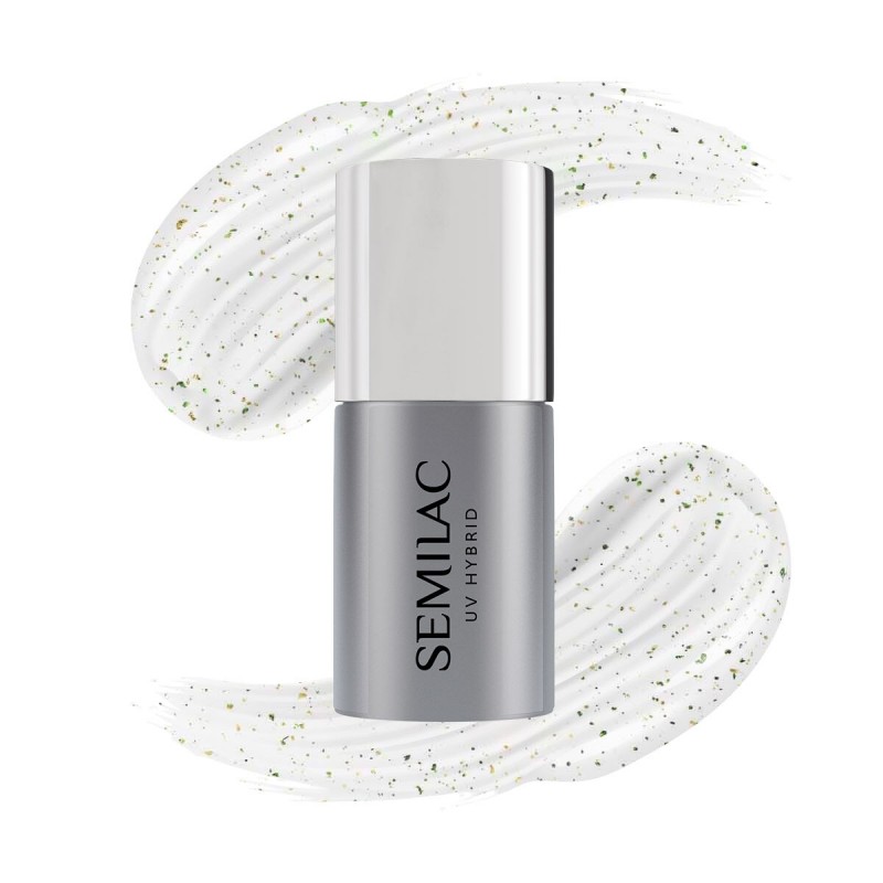 Semilac T16 Top No Wipe Blinking Gold & Green Flakes 7ml | Materiel...