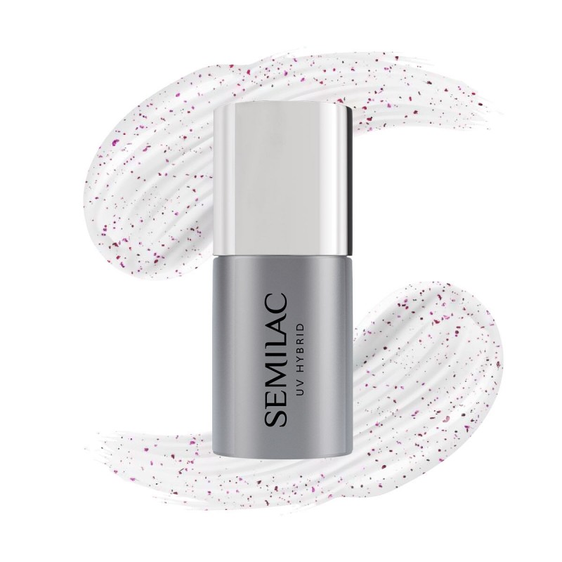Semilac T14 Top No Wipe Blinking Violet & Rose Flakes 7ml | Materie...