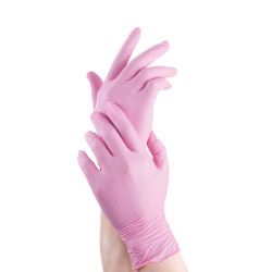 Gants nitrile rose 100 und