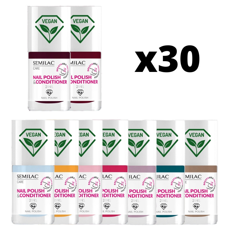 Semilac Pack 30 couleurs de vernis à ongles classiques 2en1 | Mater...