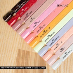 Semilac T13 Top No Wipe Blinking Copper & Gold Flakes 7ml | Materie...