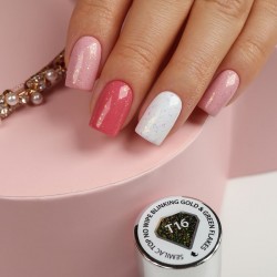 Semilac T16 Top No Wipe Blinking Gold & Green Flakes 7ml | Materiel...